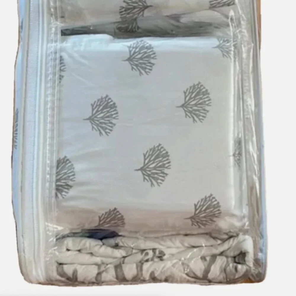 9pc Nicole Miller Blue Fish Coral Ocean QUEEN Quilt Set Sham Sheet Throw Pillow